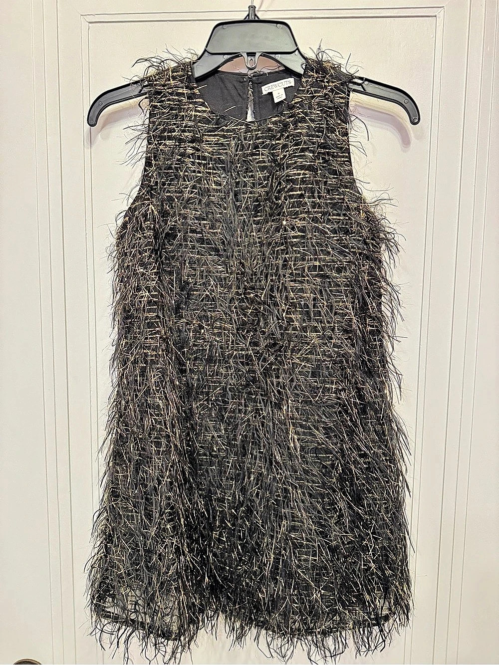 Crewcuts Collection Tinsel Dress with Lurex Metallic Threads Black & Gold Mini